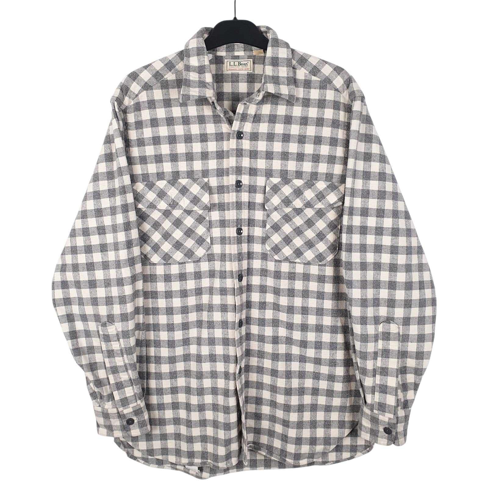 Mens Grey L.L.Bean Chamois Vintage 90s Made In USA Long Sleeve Shirt