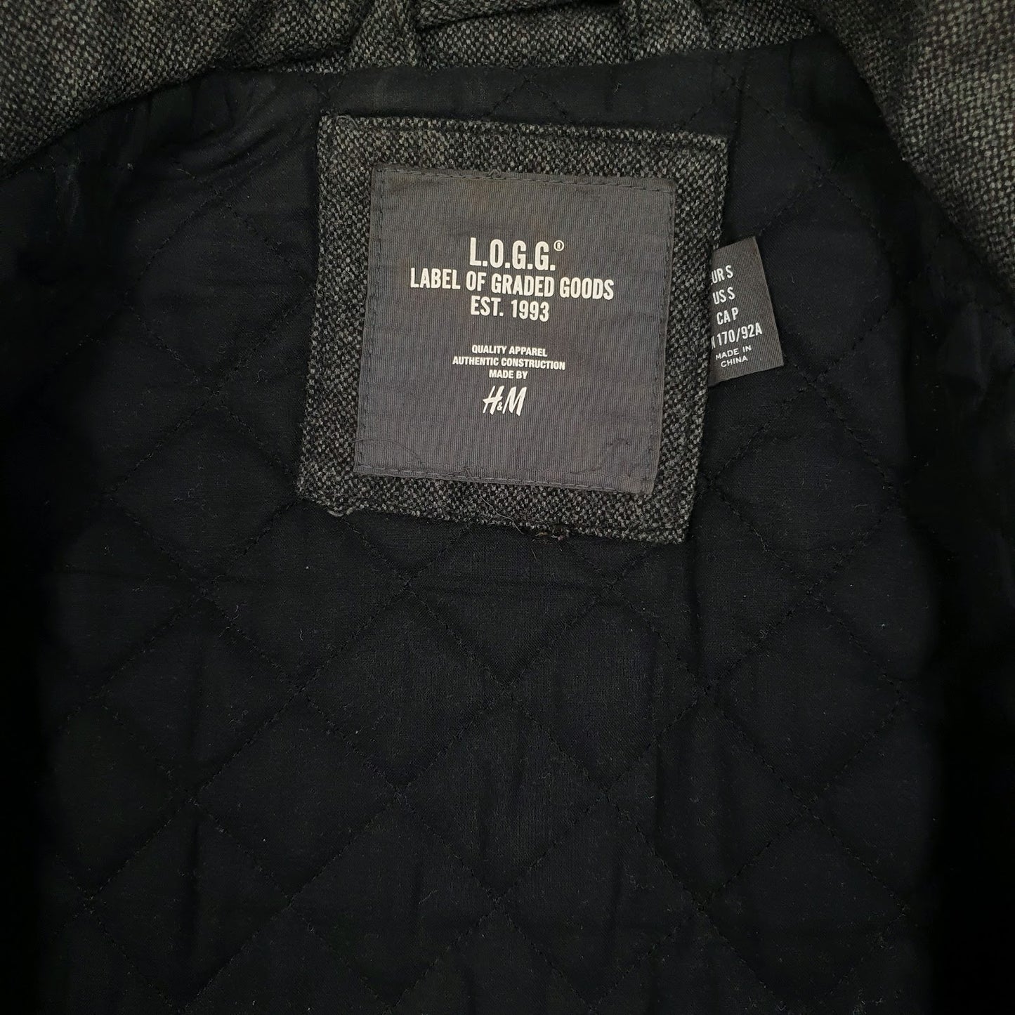 Mens Grey H&M Military Navy  Coat