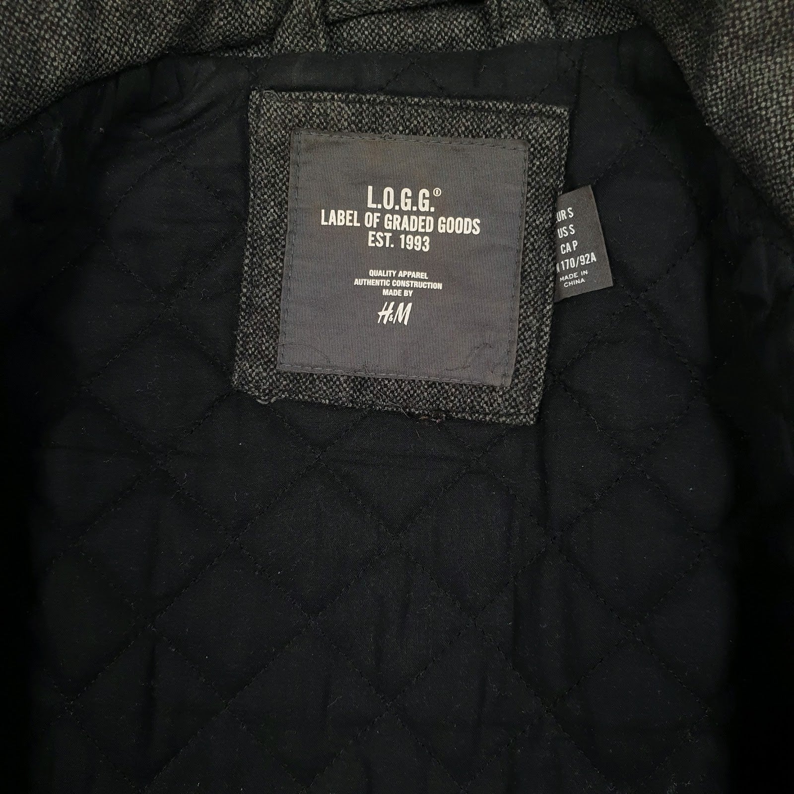 Mens Grey H&M Military Navy  Coat