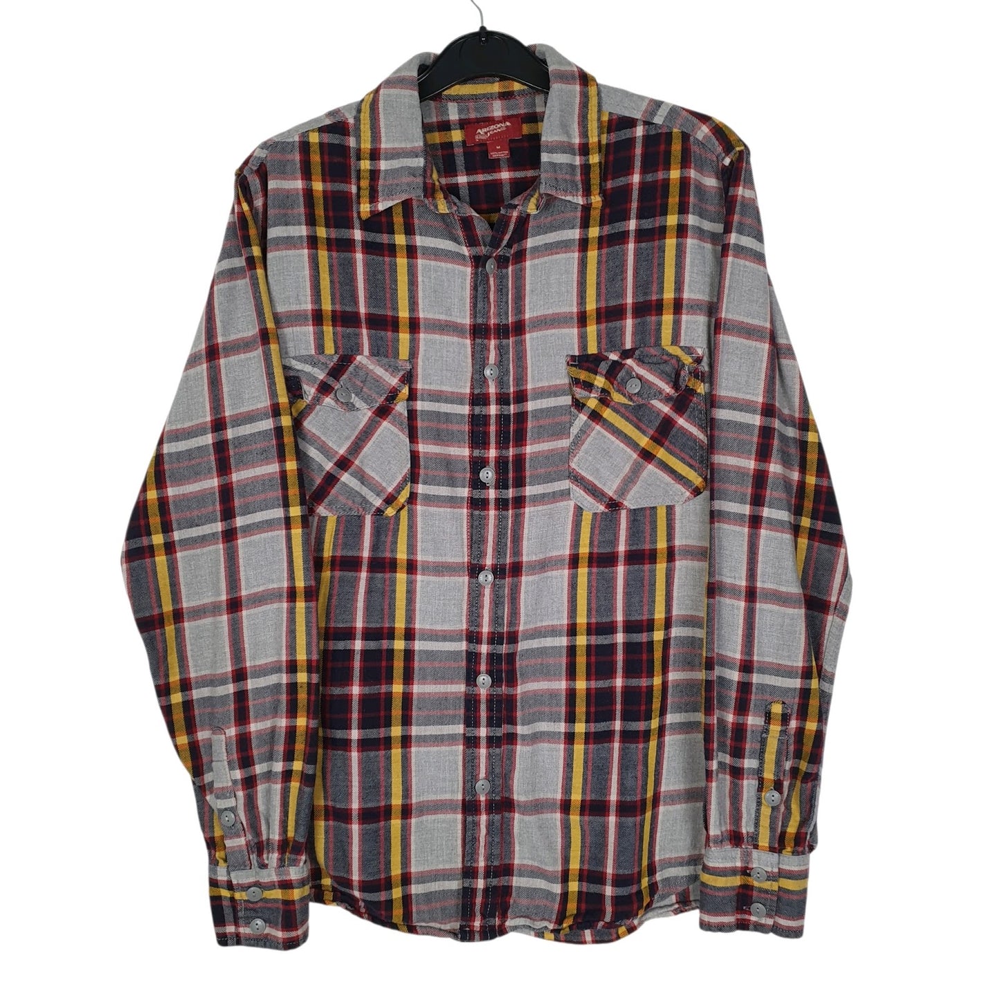 Mens Grey Arizona Jean Co Thick Flannel Long Sleeve Shirt