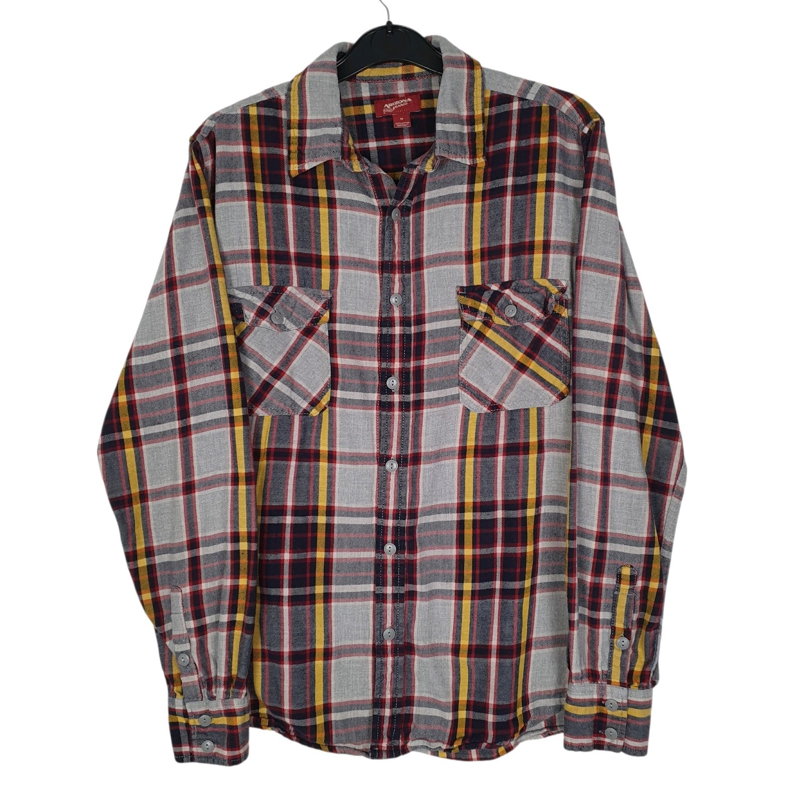 Mens Grey Arizona Jean Co Thick Flannel Long Sleeve Shirt