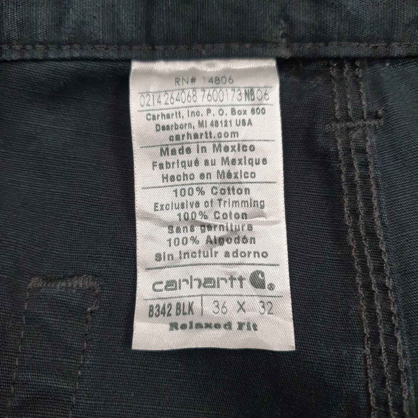 Mens Black Carhartt B342 BLK  Trousers
