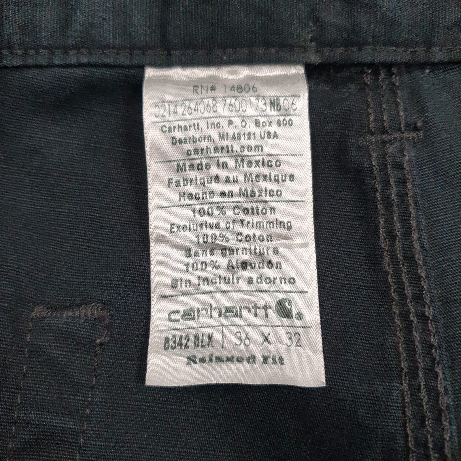 Mens Black Carhartt B342 BLK  Trousers