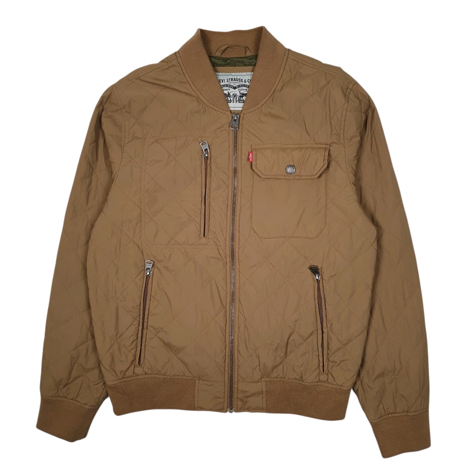 Mens Beige Levis Quilted  Coat
