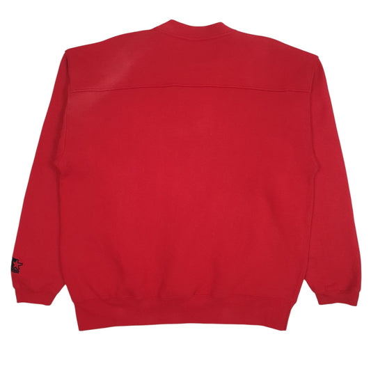 Mens Red Starter Henley Oversized Quarter Zip Jumper