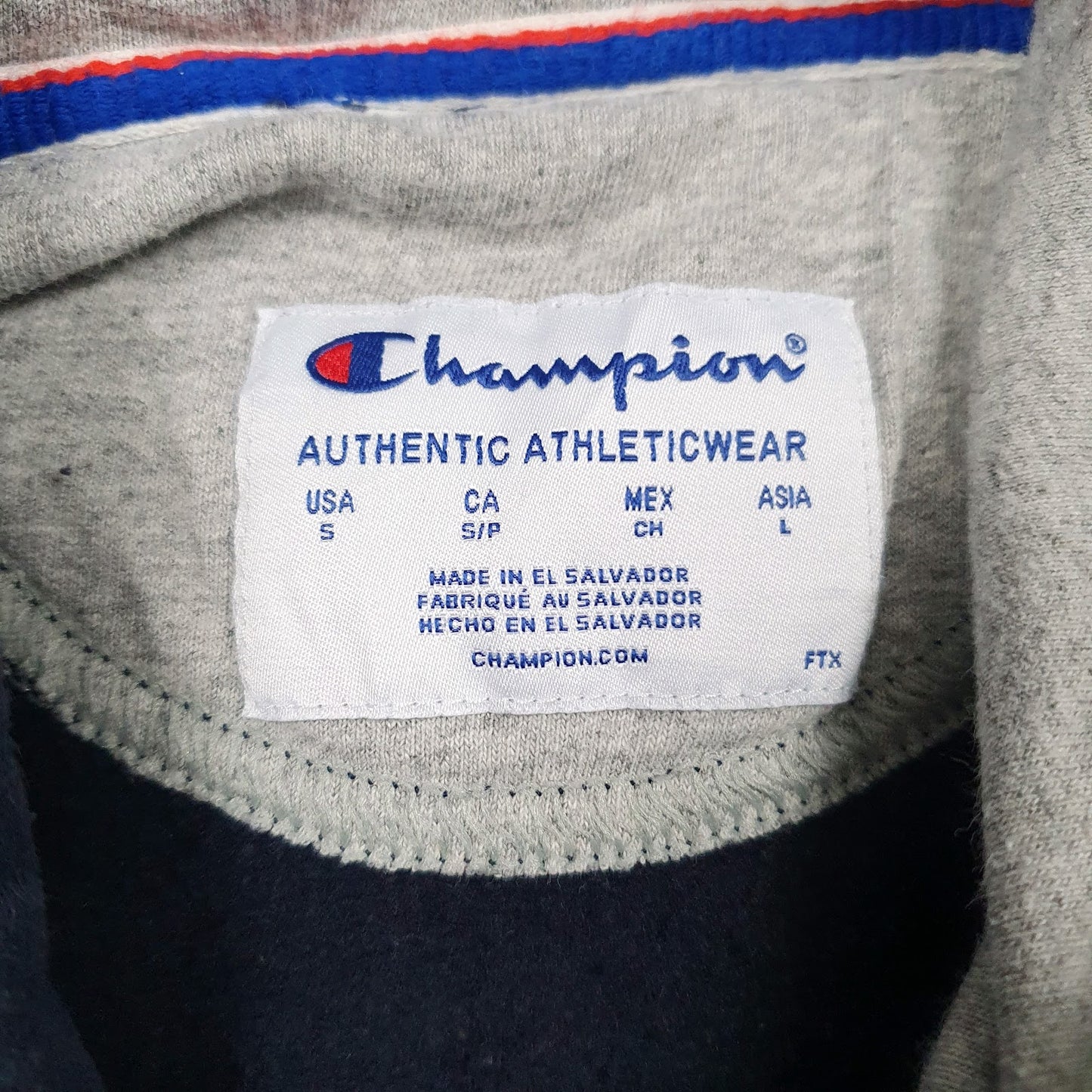 Mens Navy Champion Spellout Hoodie Jumper