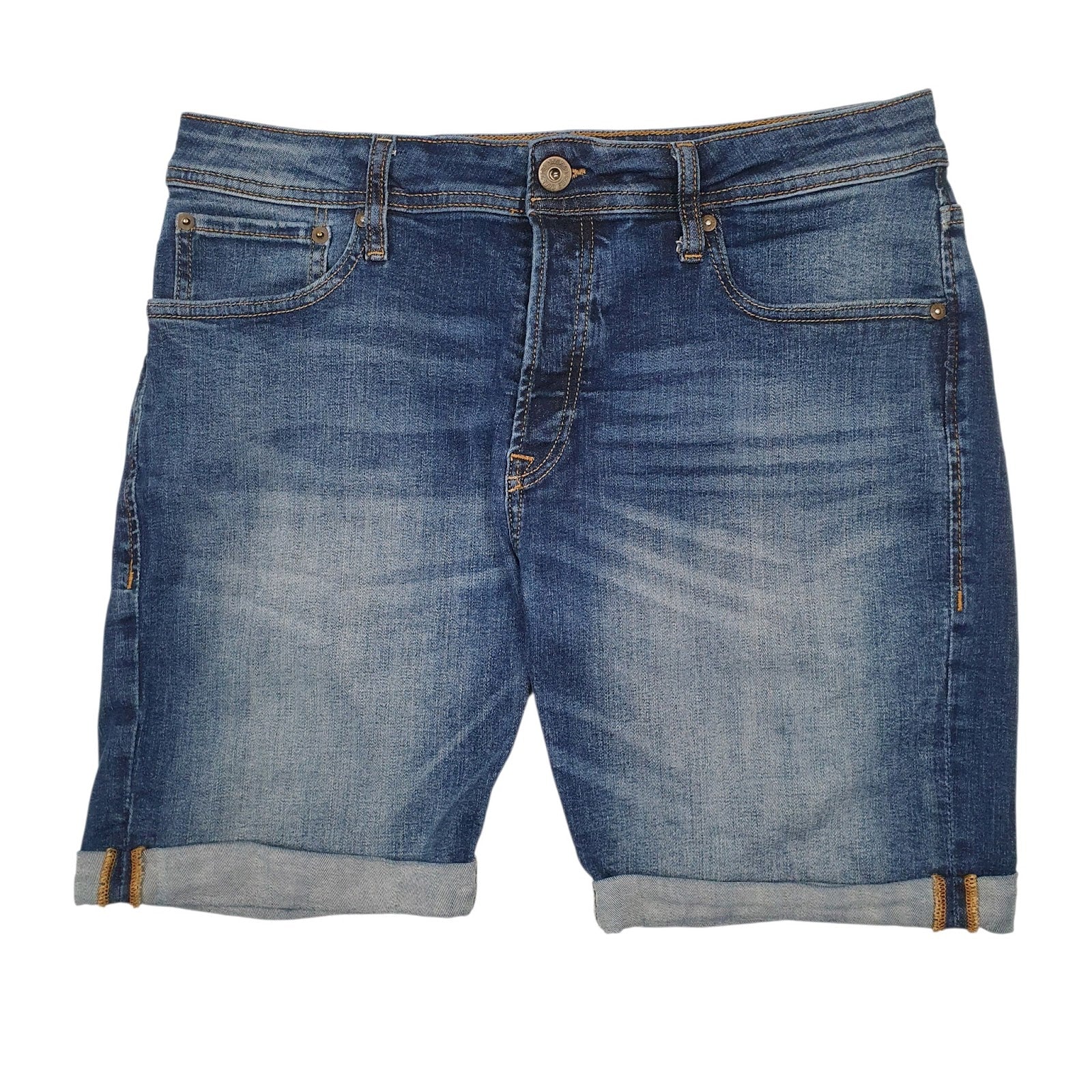 Mens Blue Jack & Jones Stretch Denim Shorts