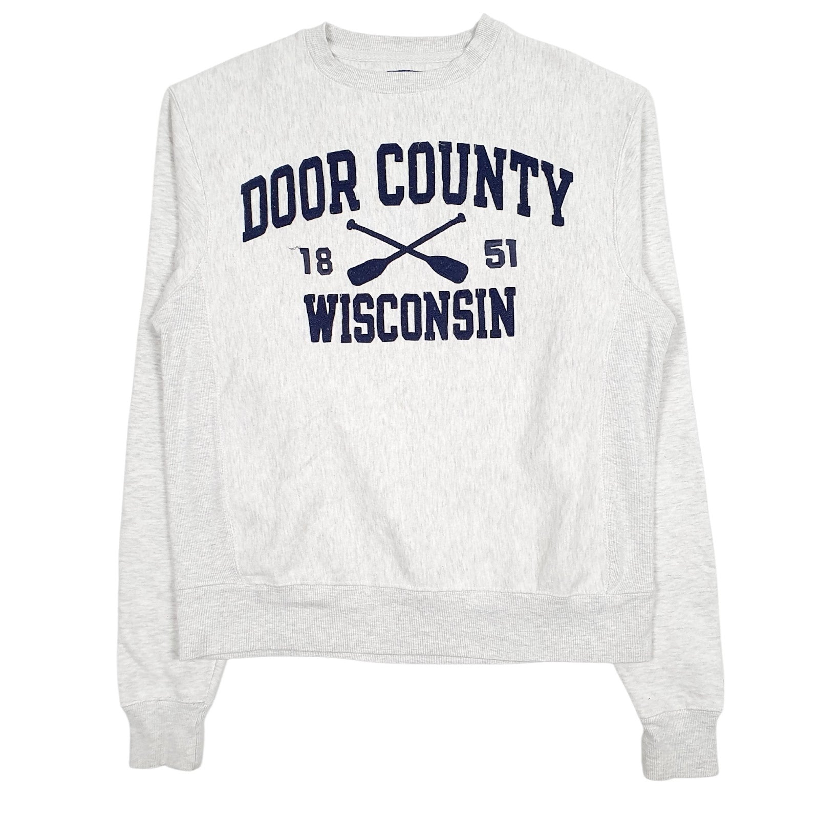 Mens Grey Blue 84 Door County Wisconsin Crewneck Jumper