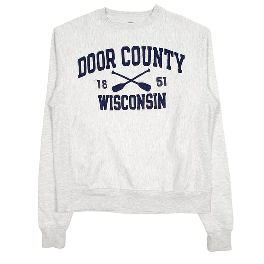 Mens Grey Blue 84 Door County Wisconsin Crewneck Jumper