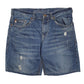 Mens Blue Bootlegger Distressed Denim Shorts