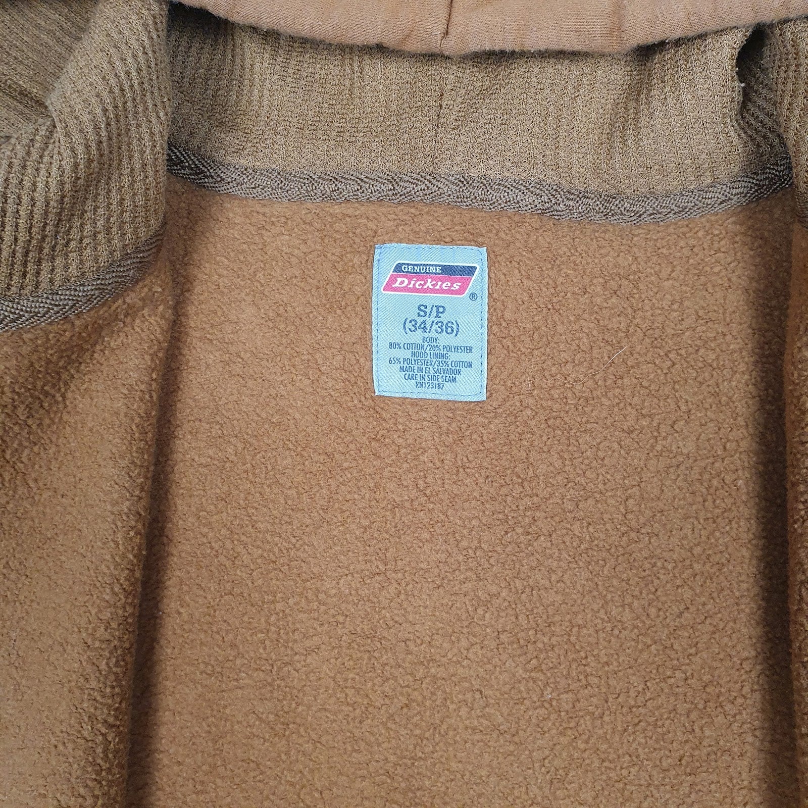 Mens Brown Dickies Hoodie Full Zip Jumper
