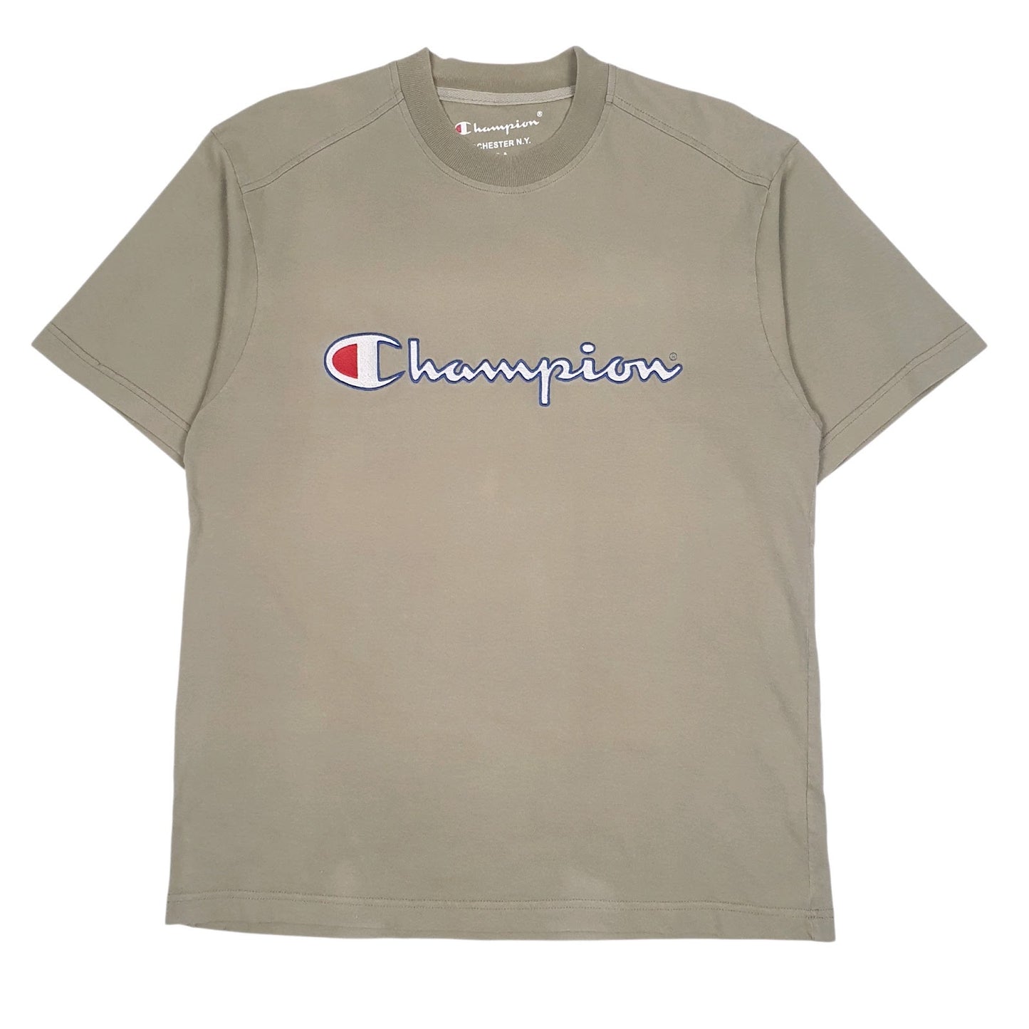 Mens Grey Champion Spellout Short Sleeve T Shirt