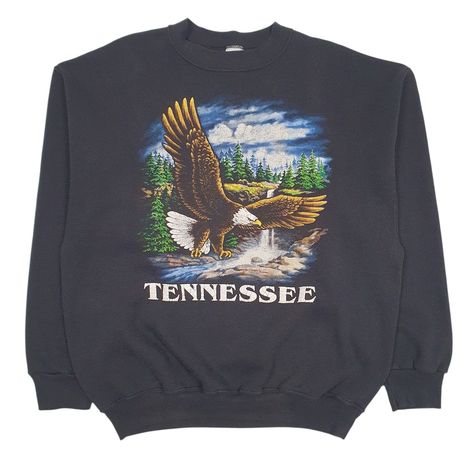 Mens Black Miller Graphic Vintage 90s Made In USA Crewneck Jumper