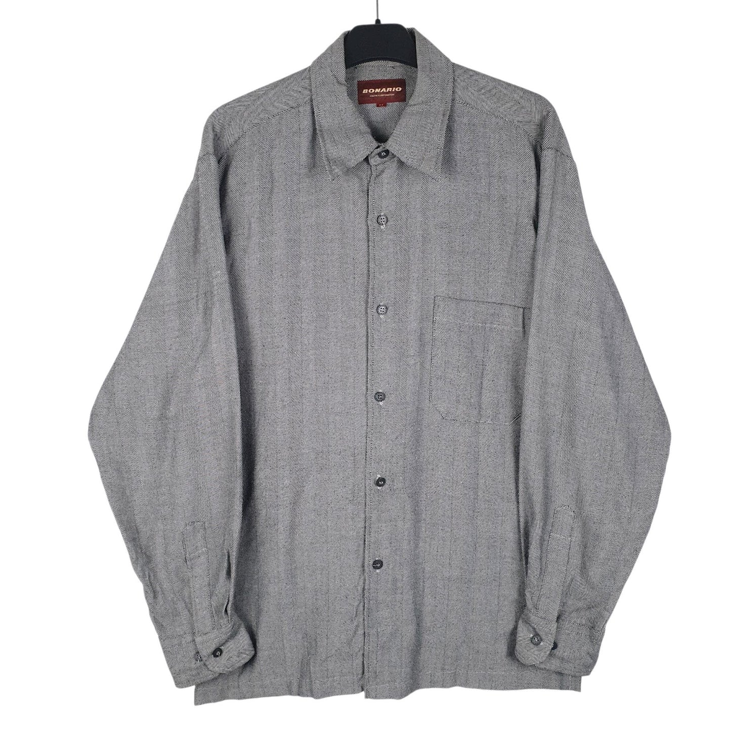 Mens Grey Bonario  Long Sleeve Shirt