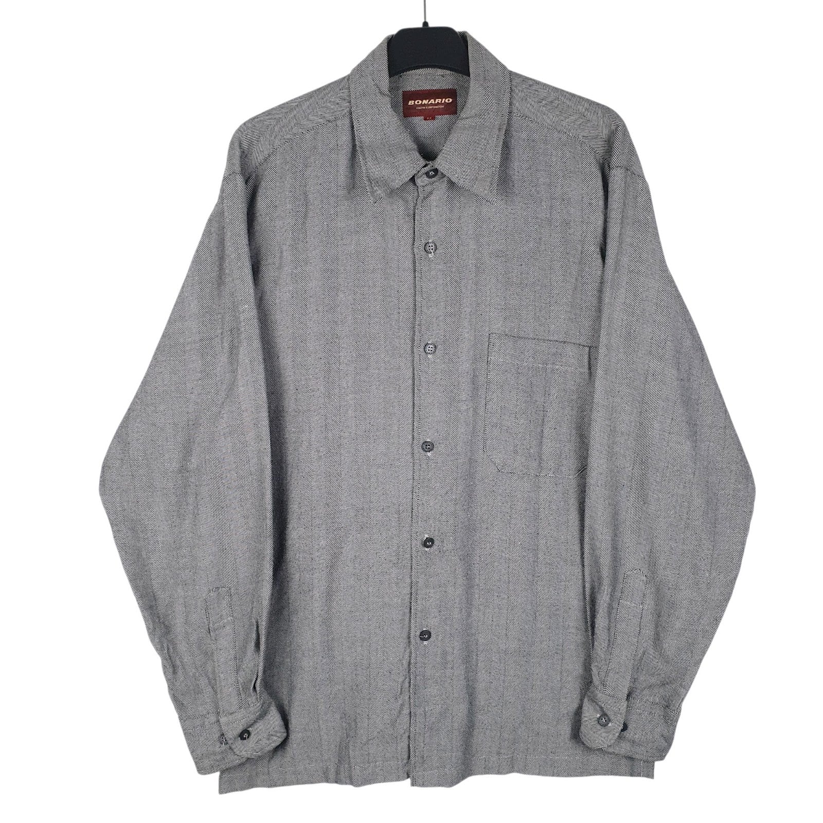 Mens Grey Bonario  Long Sleeve Shirt