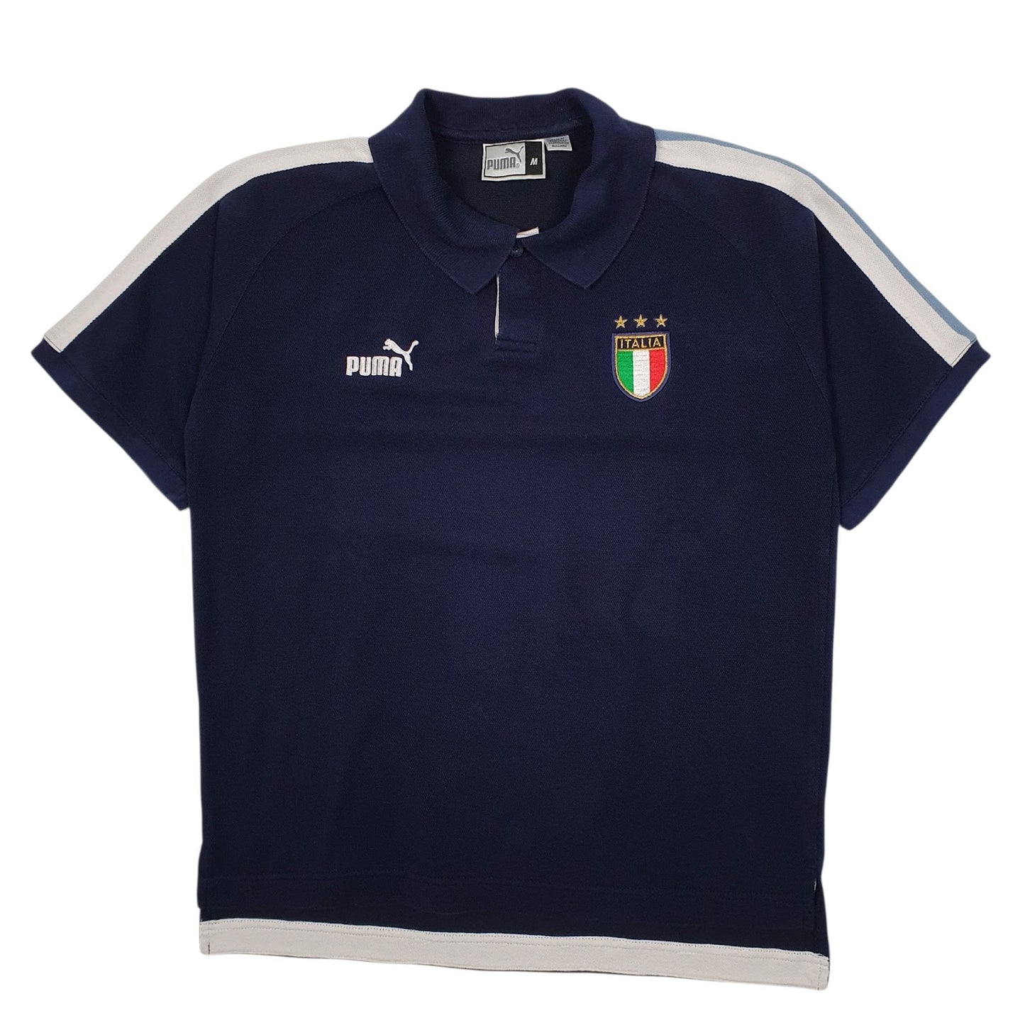 Mens Navy Puma Italy Football Short Sleeve Polo Shirt
