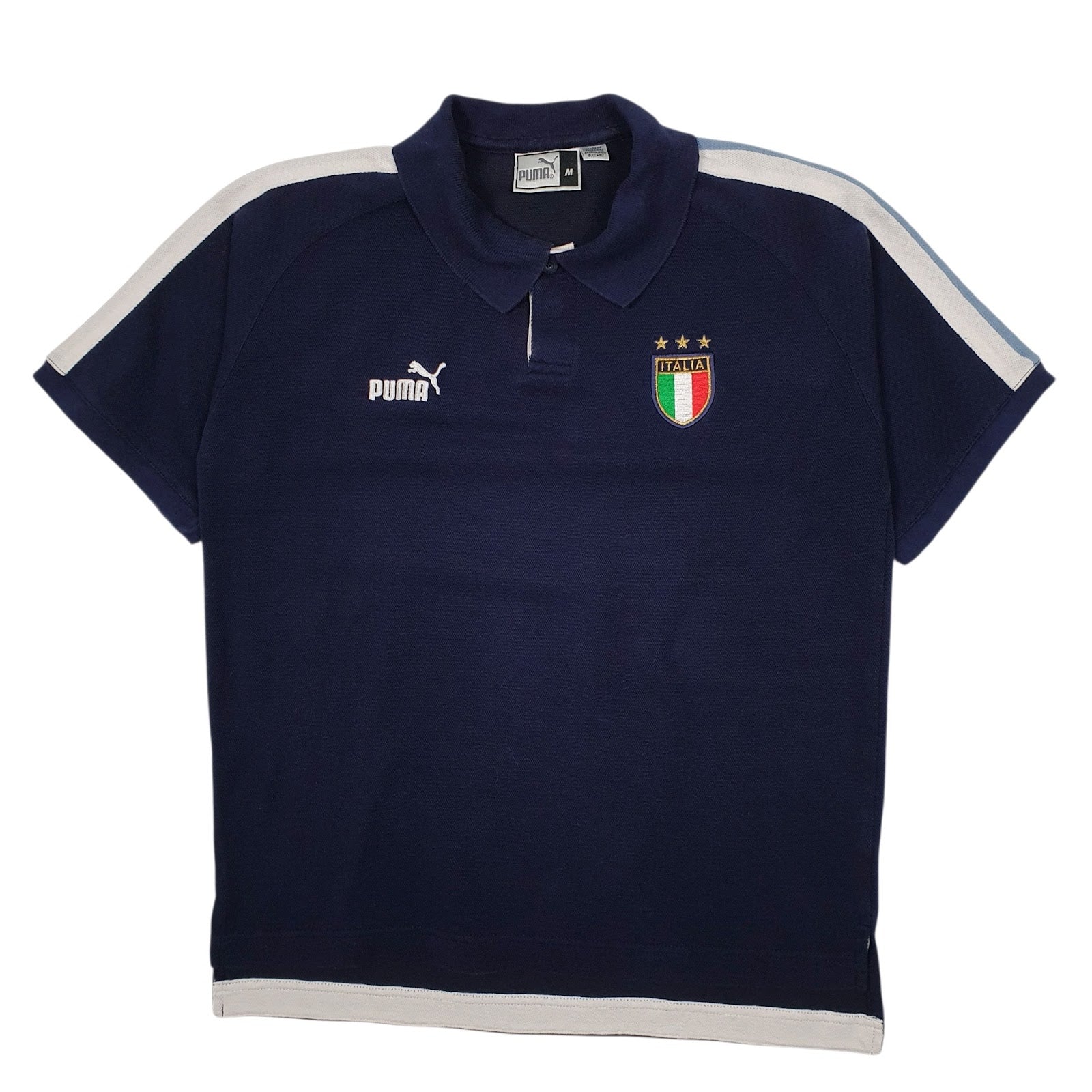 Mens Navy Puma Italy Football Short Sleeve Polo Shirt