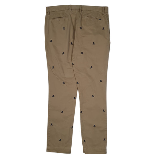 Mens Beige Polo Ralph Lauren Slim Fit Skull & Bones  Trousers