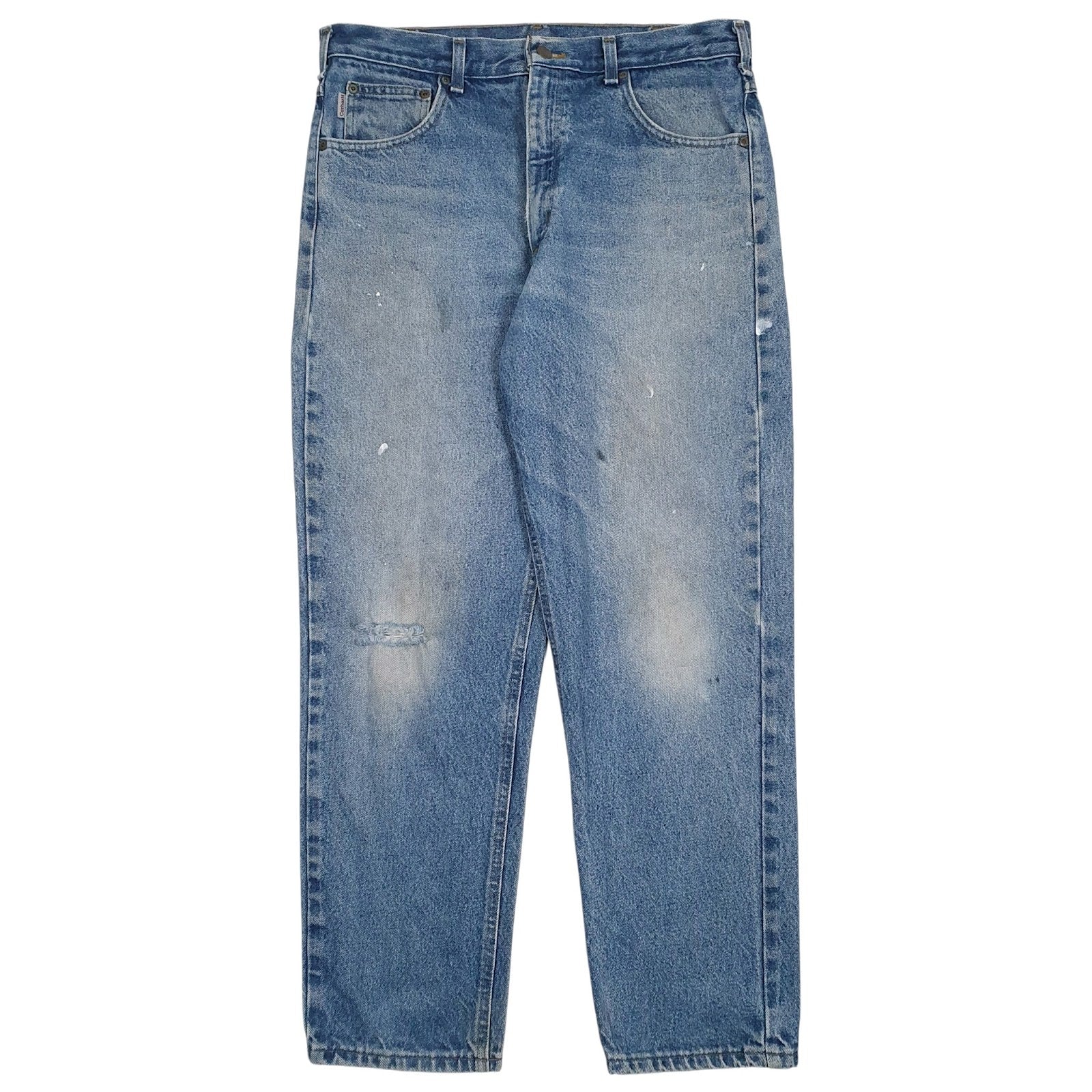 Mens Blue Carhartt Workwear Distressed B17 DST Casual JeansW35 L30
