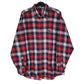 Mens Red Outdoor Classic Khaki Plaid Flannel Long Sleeve Shirt