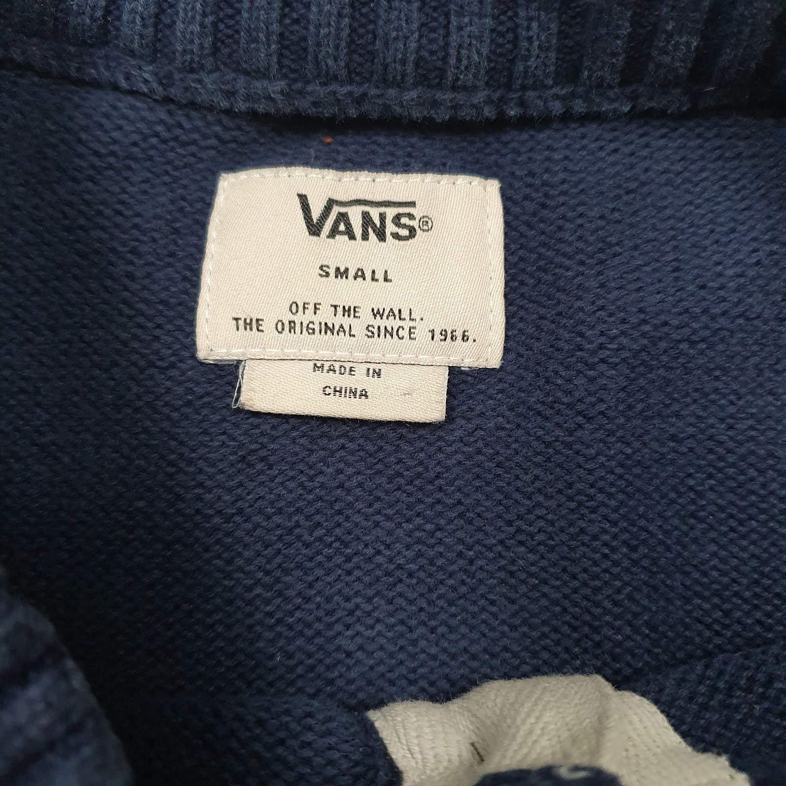 Mens Navy Vans Henley Knit Crewneck Jumper