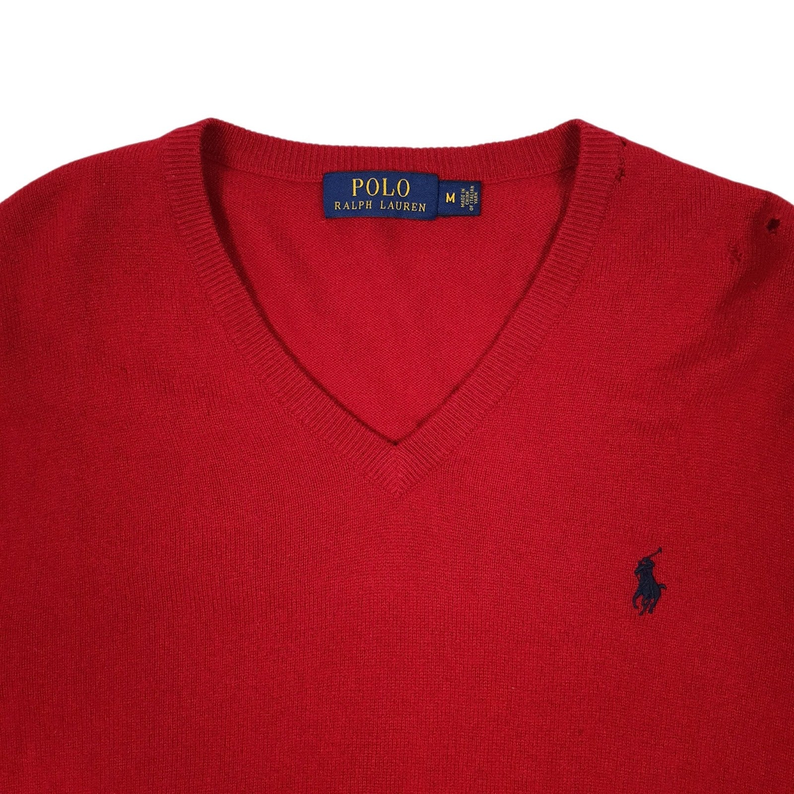 Mens Red Polo Ralph Lauren  V Neck Jumper