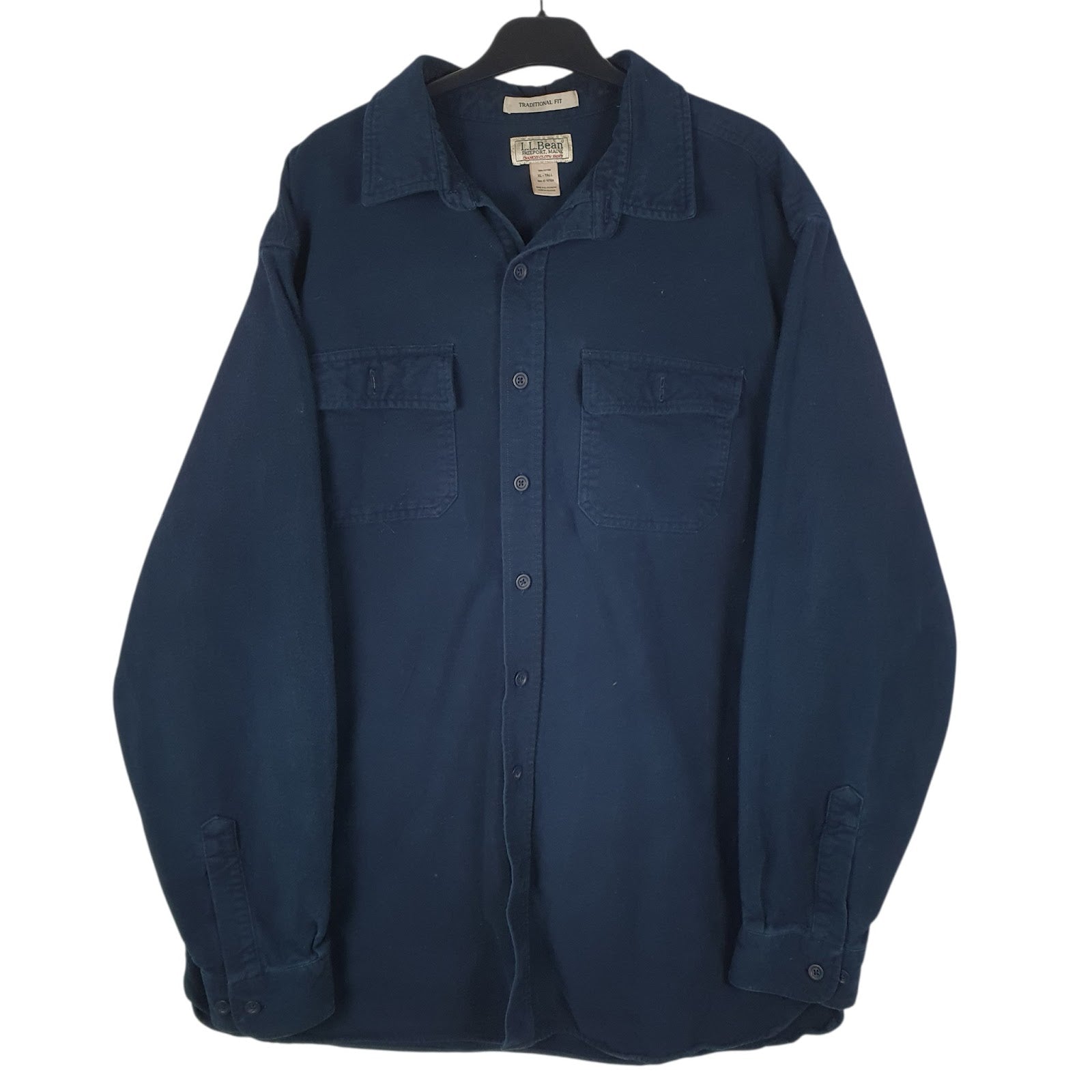 Mens Navy L.L.Bean Chamois Long Sleeve Shirt