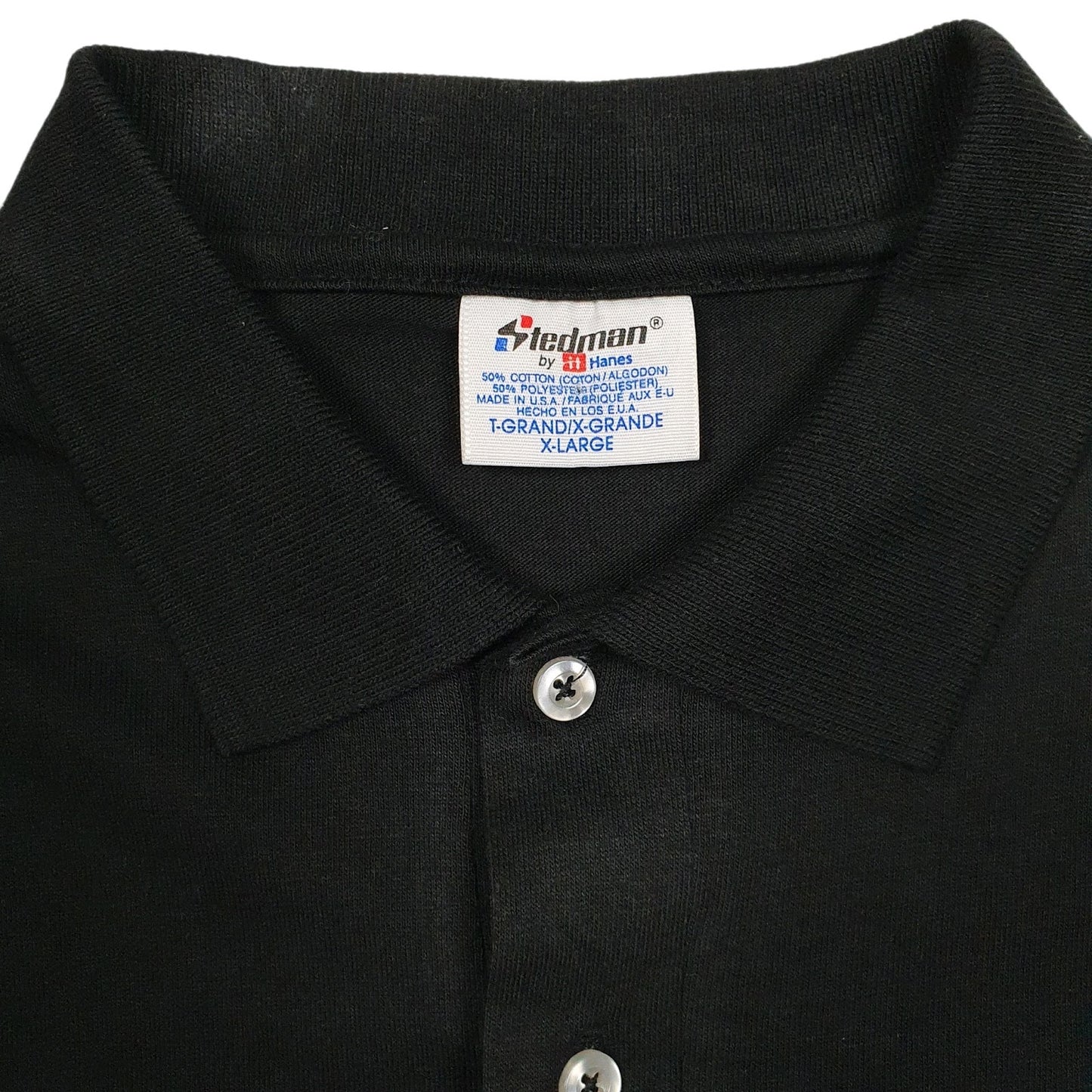Mens Black Hanes Stedman Vintage 90s  Polo Shirt