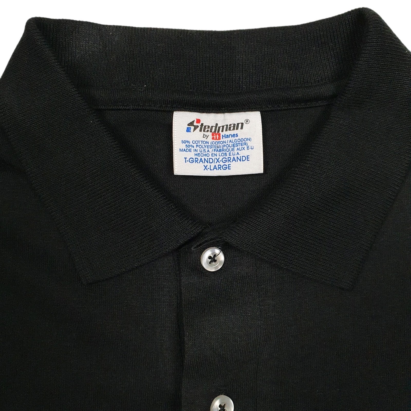 Mens Black Hanes Stedman Vintage 90s  Polo Shirt