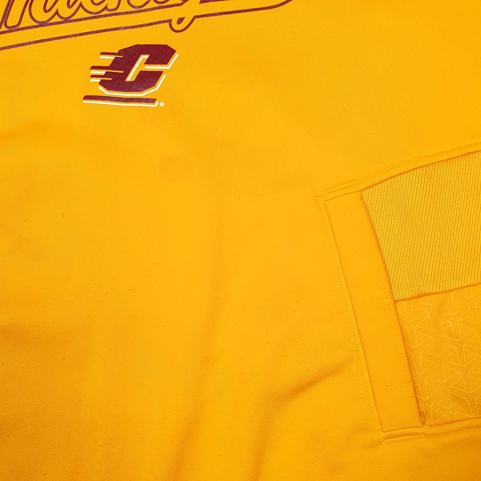 Mens Yellow Adidas Central Michigan Hoodie Jumper
