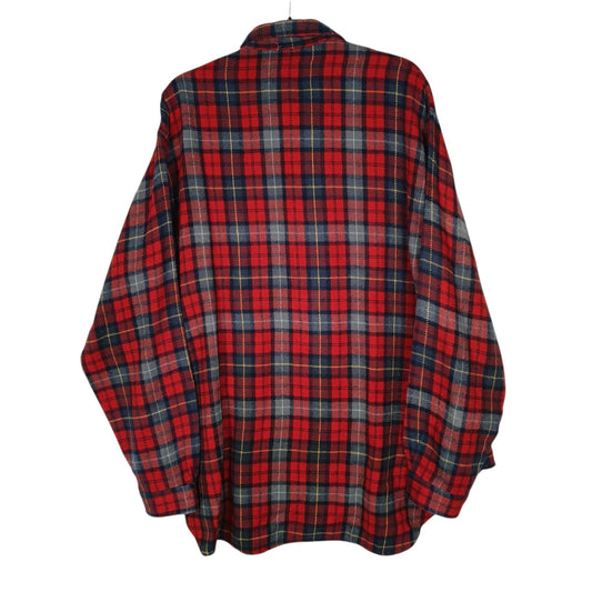 Mens Red Brugi Plaid Flannel  Shirt