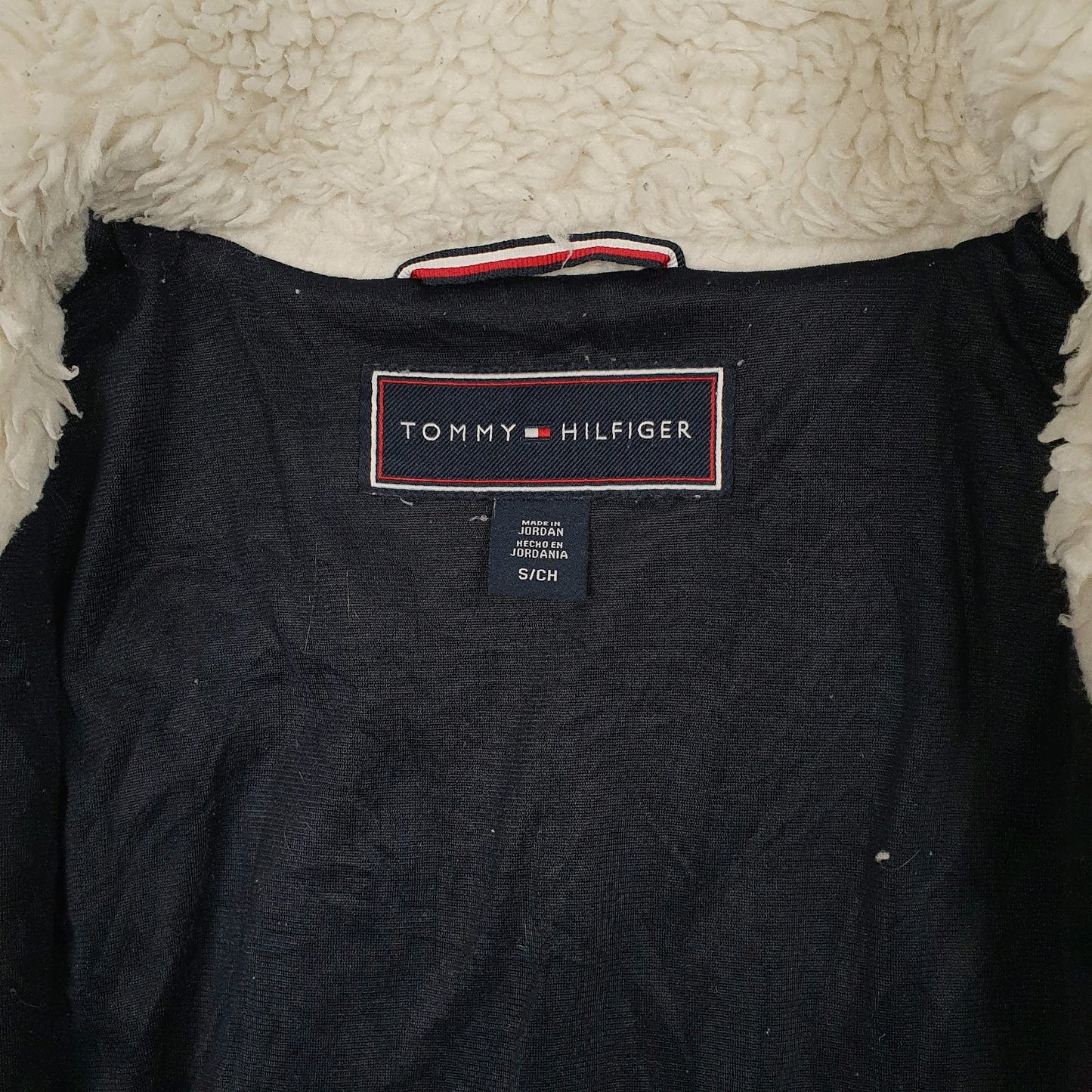 Womens White Tommy Hilfiger Sherpa Fleece Fluffy Hoodie Coat