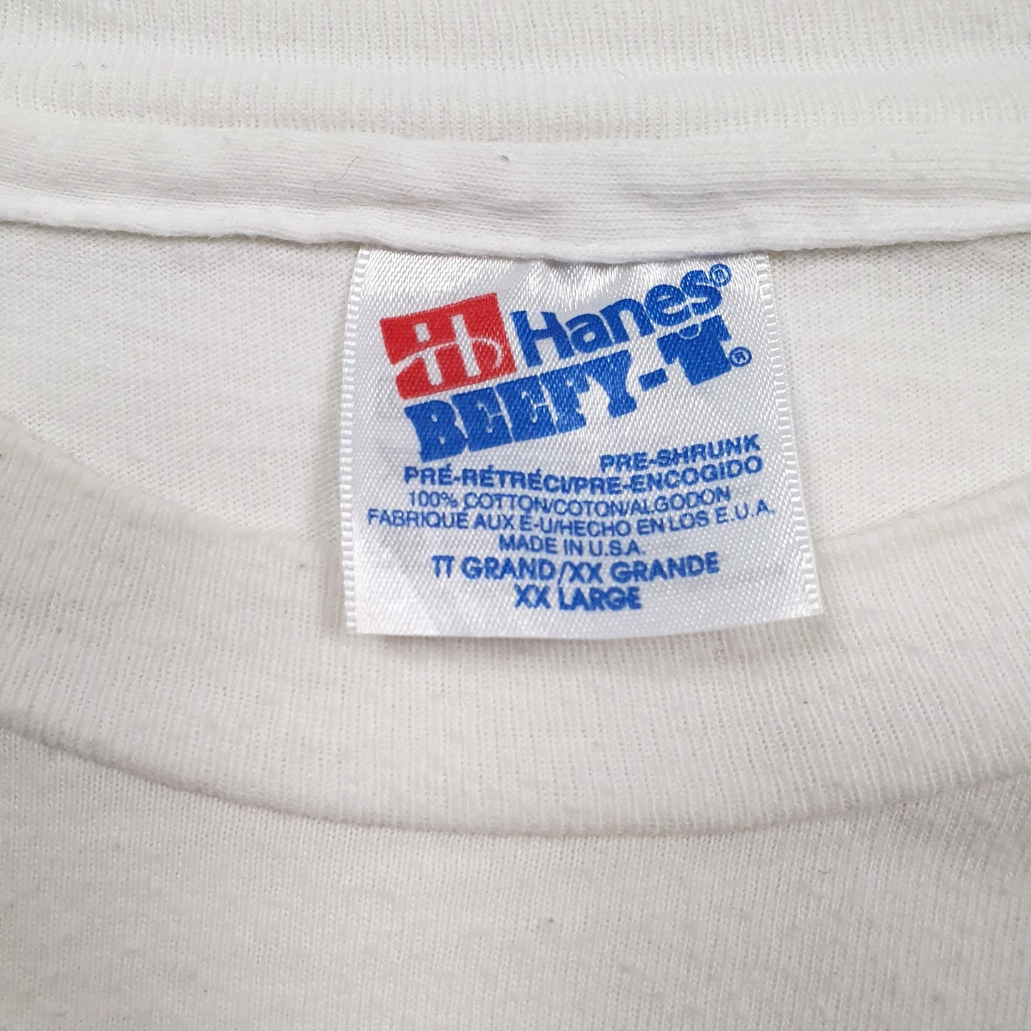 Mens White Hanes Single Stitch Vintage 90s  T Shirt