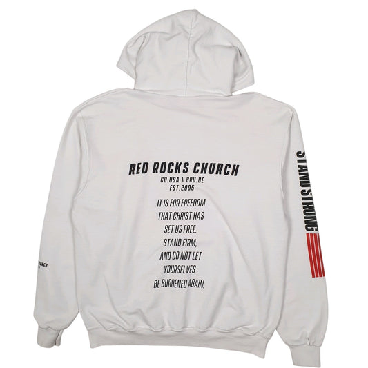 Mens White Champion Live Free Red Rocks Church Hoodie Jumper
