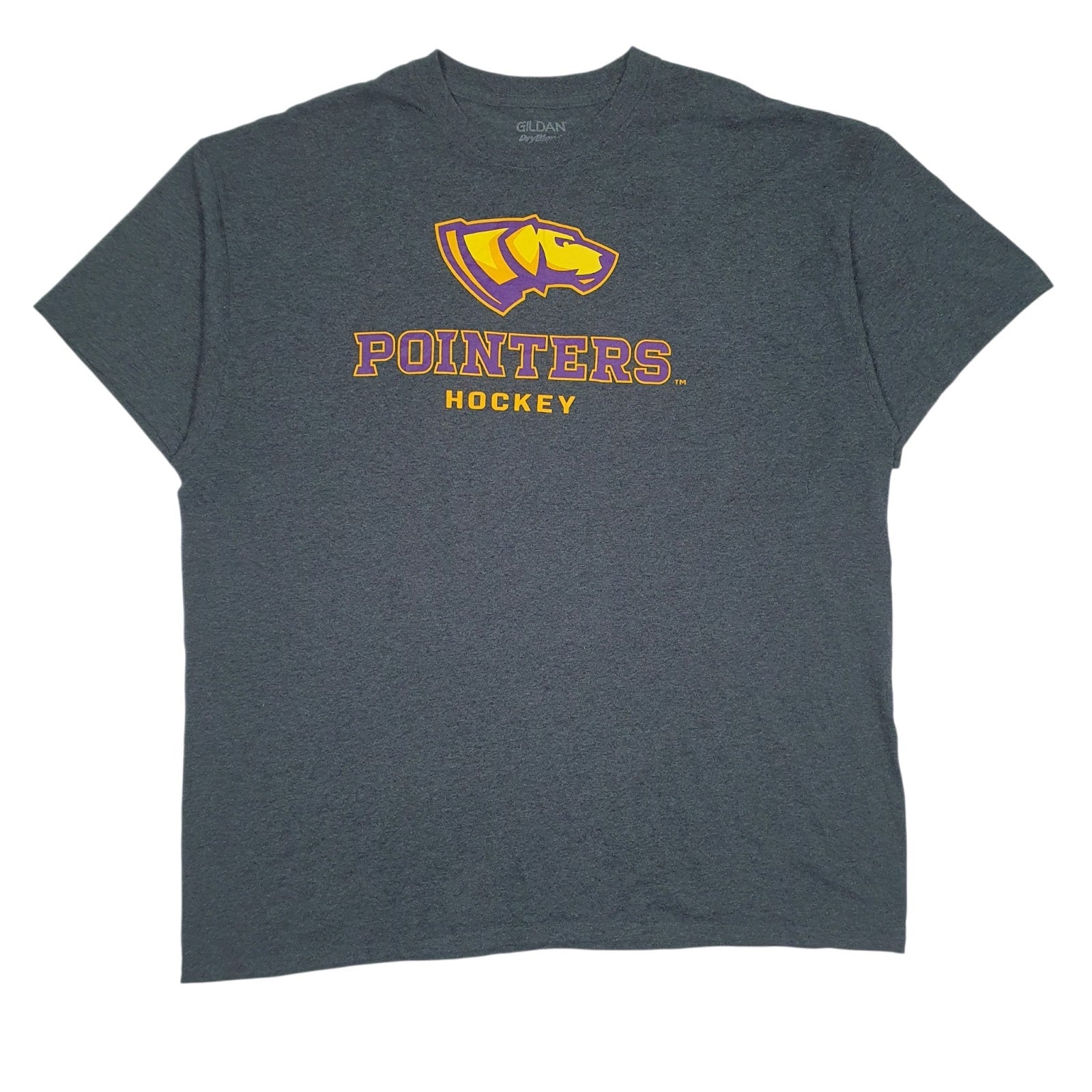 Mens Grey Gildan Pointers Hockey Short Sleeve T Shirt
