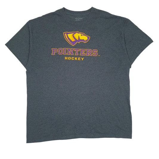 Mens Grey Gildan Pointers Hockey Short Sleeve T Shirt