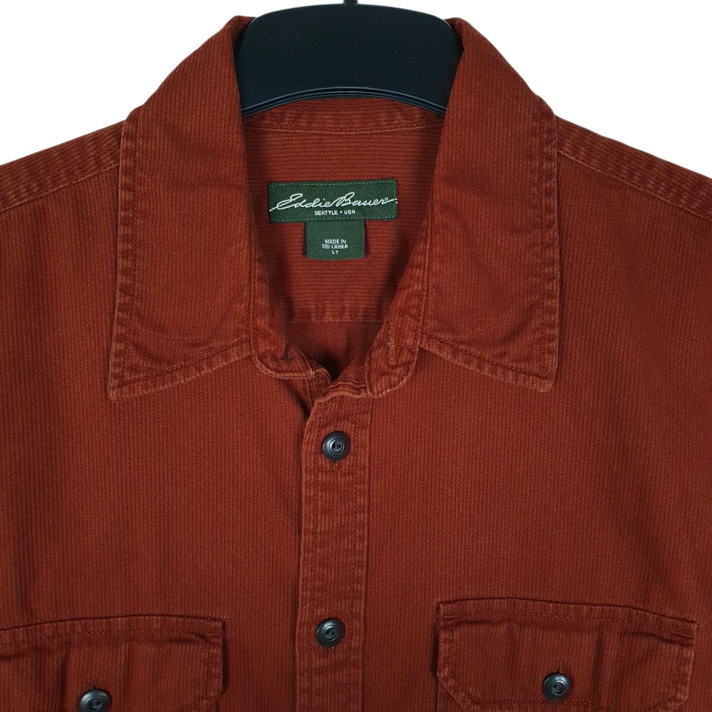 Mens Orange Eddie Bauer Corduroy  Shirt