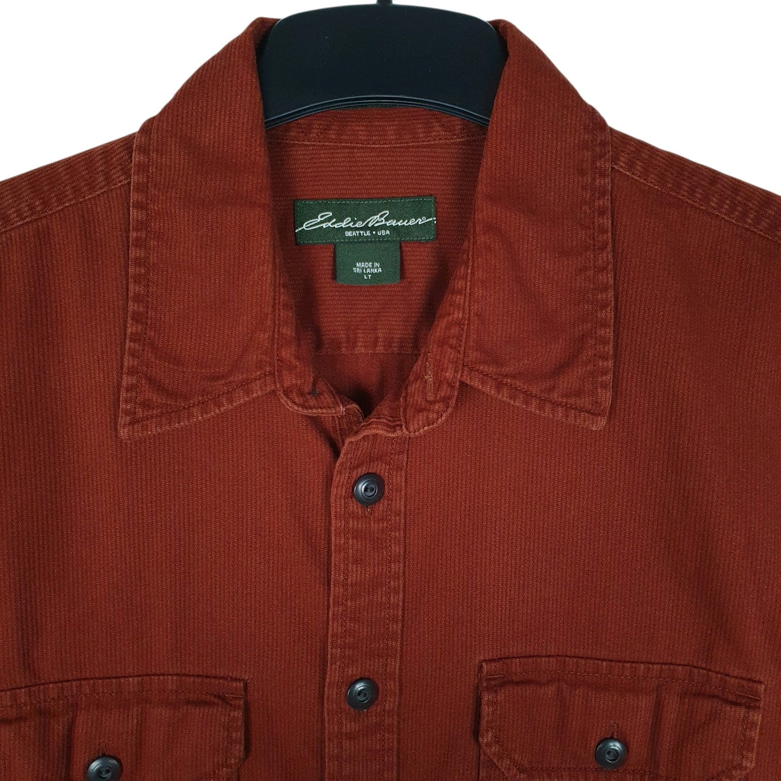 Mens Orange Eddie Bauer Corduroy  Shirt