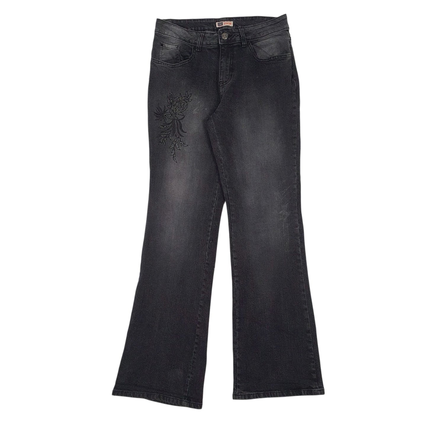 Womens Grey Faded Glory Embroidered Stretch JeansW30 L31