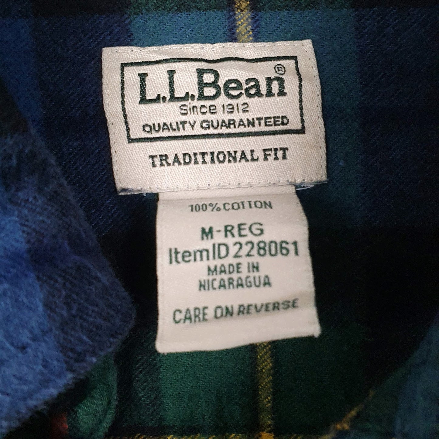 Mens Green L.L.Bean Flannel  Shirt