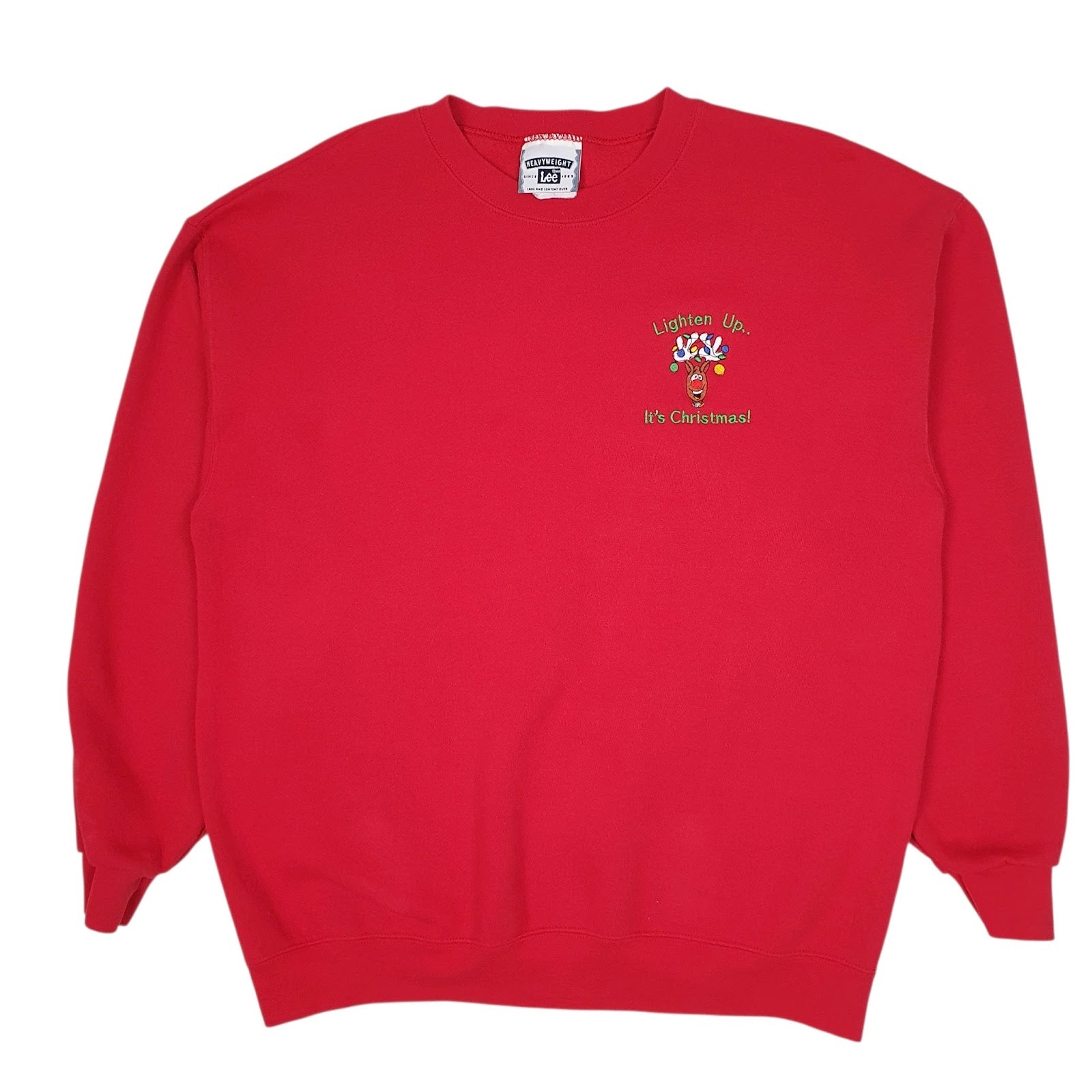 Mens Red Lee Vintage 90s Christmas Xmas Crewneck Jumper