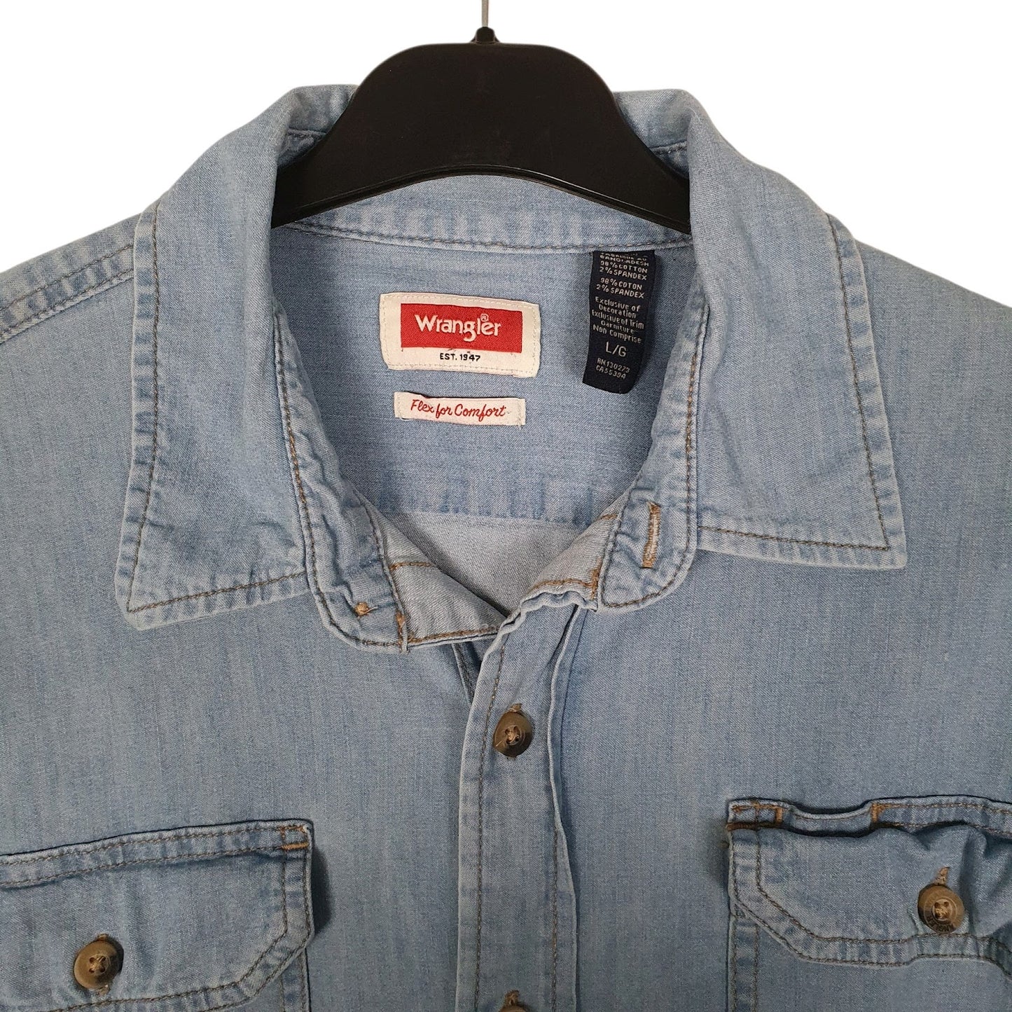 Mens Blue Wrangler Denim  Shirt