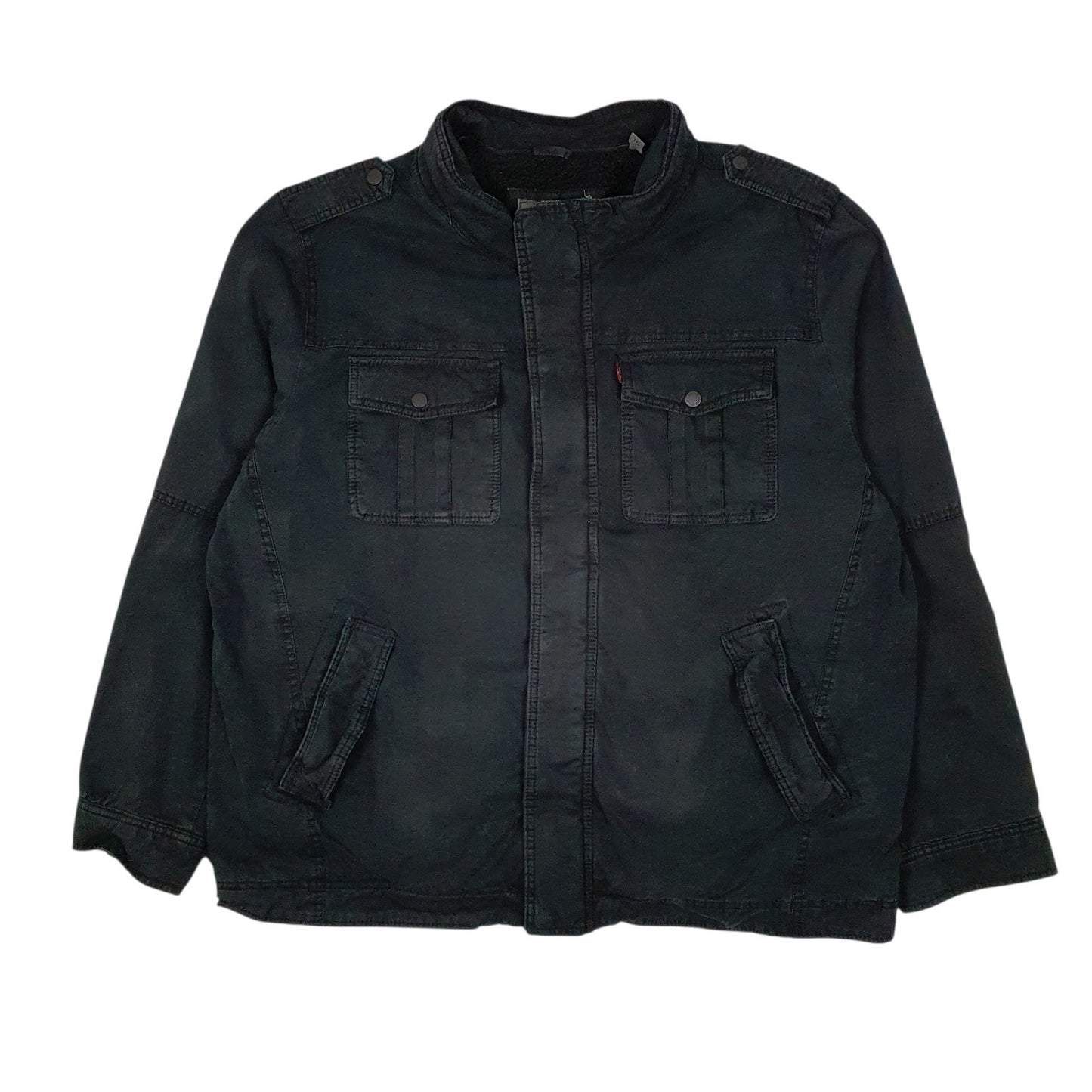 Mens Black Levis Military Bomber Sherpa Lined  Coat