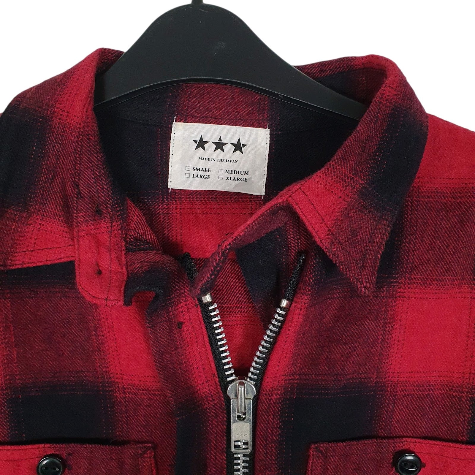 Mens Red Triple Star Plaid Flannel  Coat