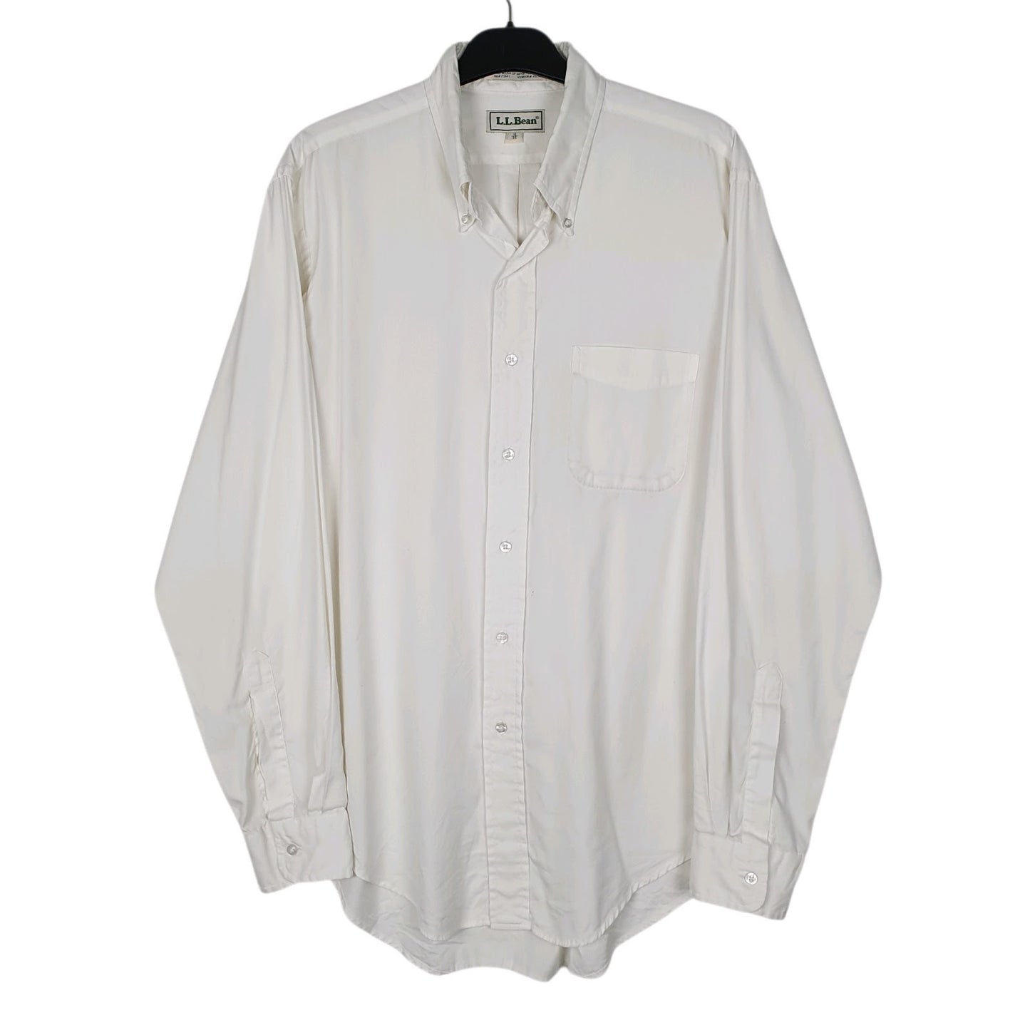 Mens White L.L.Bean Vintage 90s Made In USA Long Sleeve Shirt