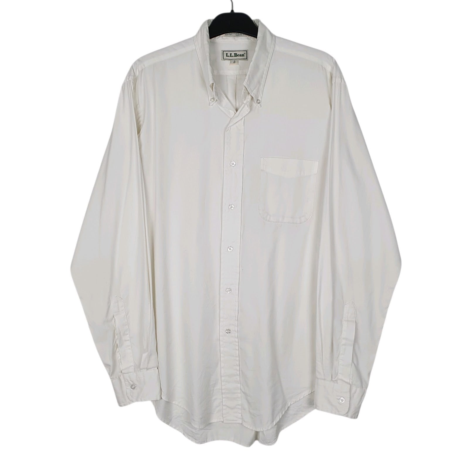 Mens White L.L.Bean Vintage 90s Made In USA Long Sleeve Shirt