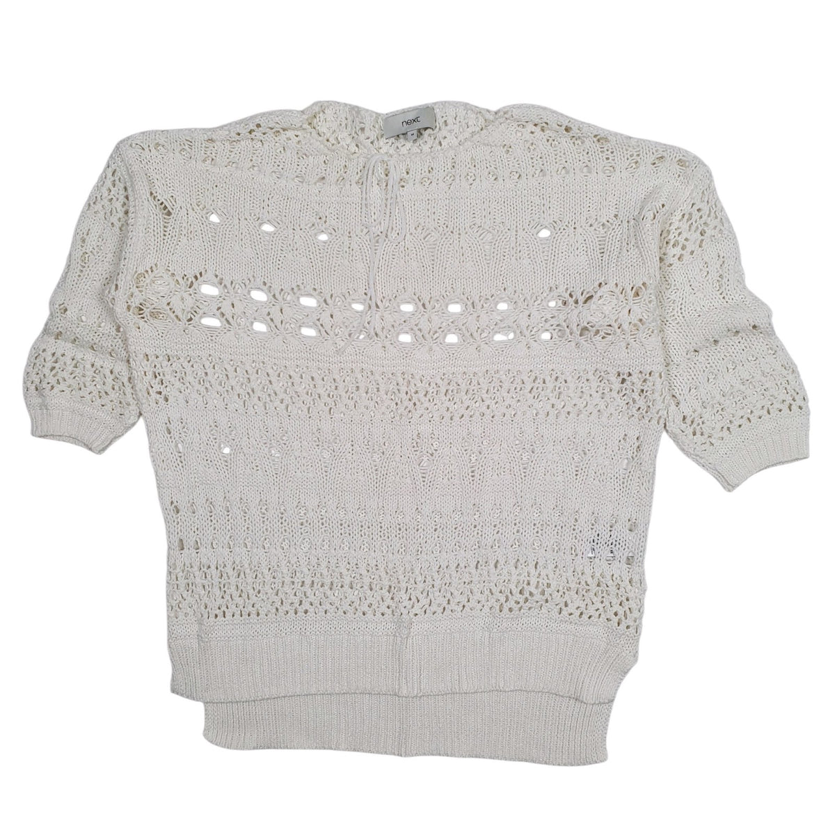 Womens White Next Mesh Shear Crewneck Jumper