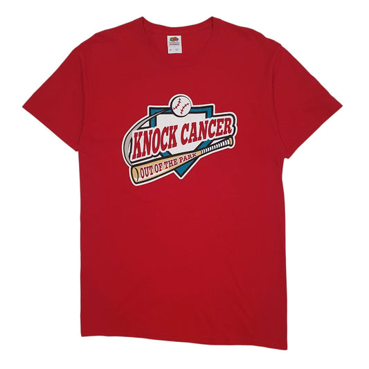 Mens Red Fruit Of The Loom Cancer Short Sleeve T Shirt