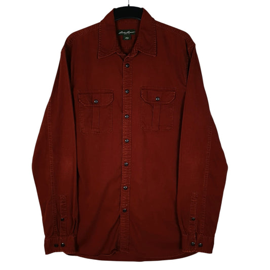 Mens Orange Eddie Bauer Corduroy Long Sleeve Shirt