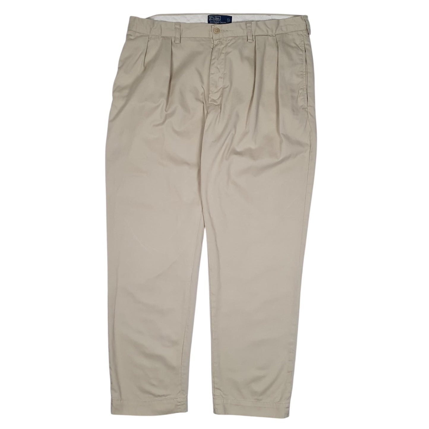 Mens Cream Polo Ralph Lauren Ethan Pant Double Pleated Chino Trousers